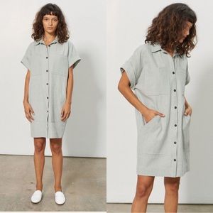 Casual Gray Button-Up Shirt Dress